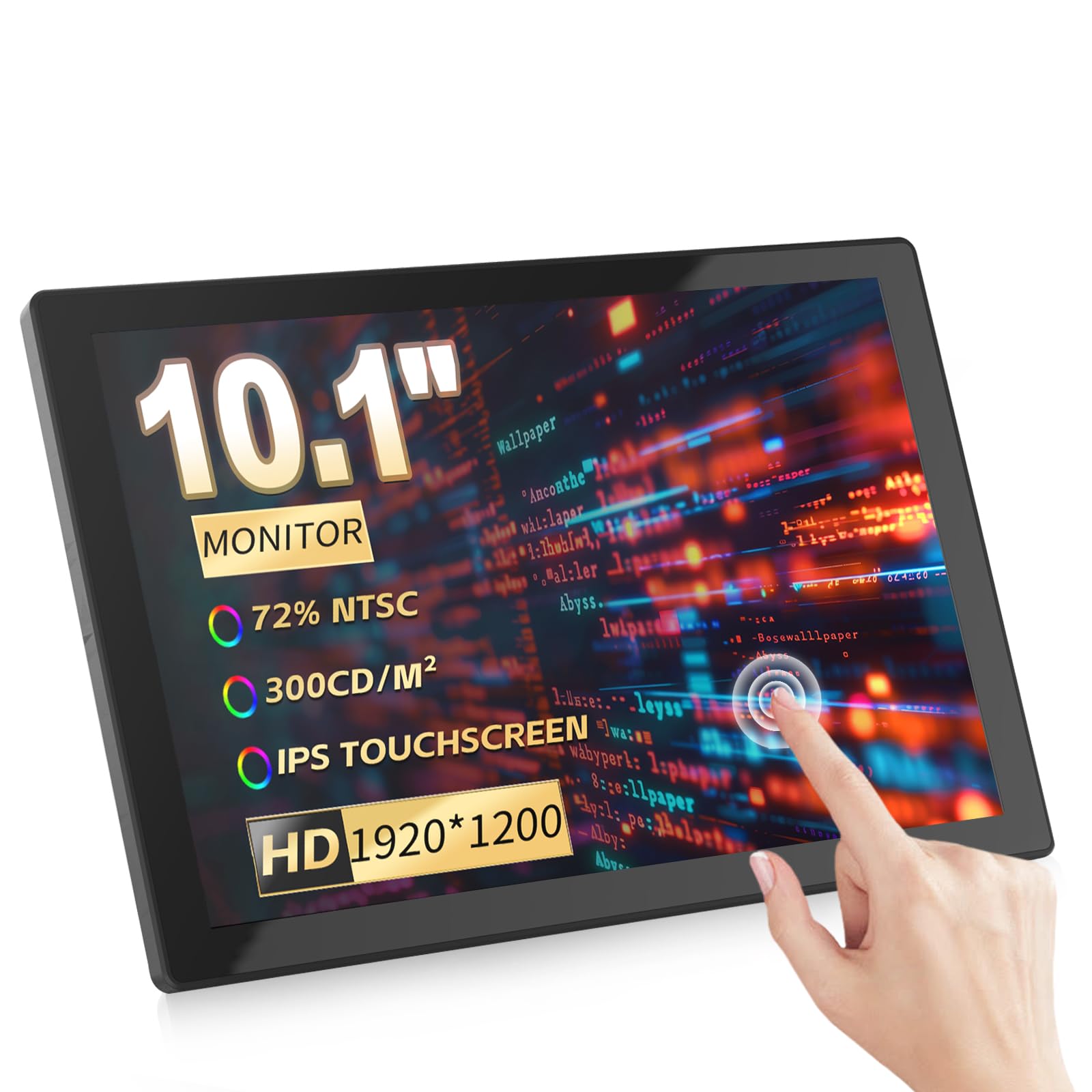 Missun Monitor de pantalla táctil de 10.1 pulgadas, monitor IPS portátil de 60 Hz de 1920 x 1200, soporta contraste de pantalla VESA estándar 16:10, compatible con Ra Pi 5/4B/4/3/2 Windows 10/8/7