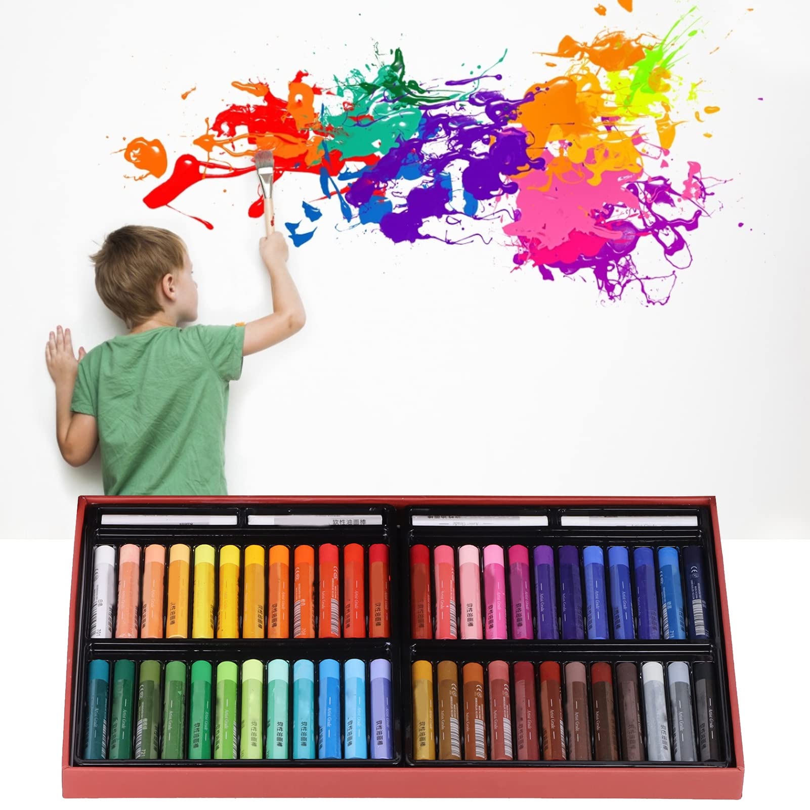 Pastels à L'huile Doux 48 Couleurs Crayons D'art Professionnels Vibrants pour Artistes et Enfants Créatifs dans une Boîte Portable