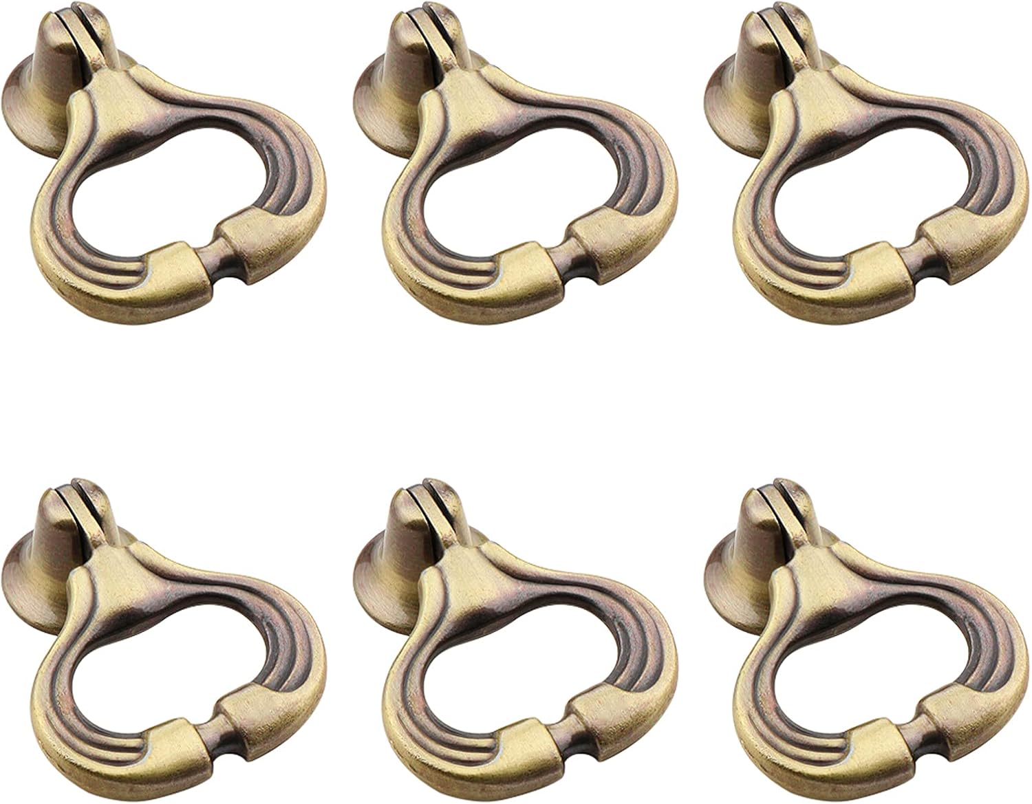 MOROBOR Antique Cabinet Pull Handle,6pcs Antique Pendant Ring Pulls Drop Handles Knobs with Single Mounting Hole for Kitchen Cabinets Wardrobe Drawer.(Ancient Cyan)
