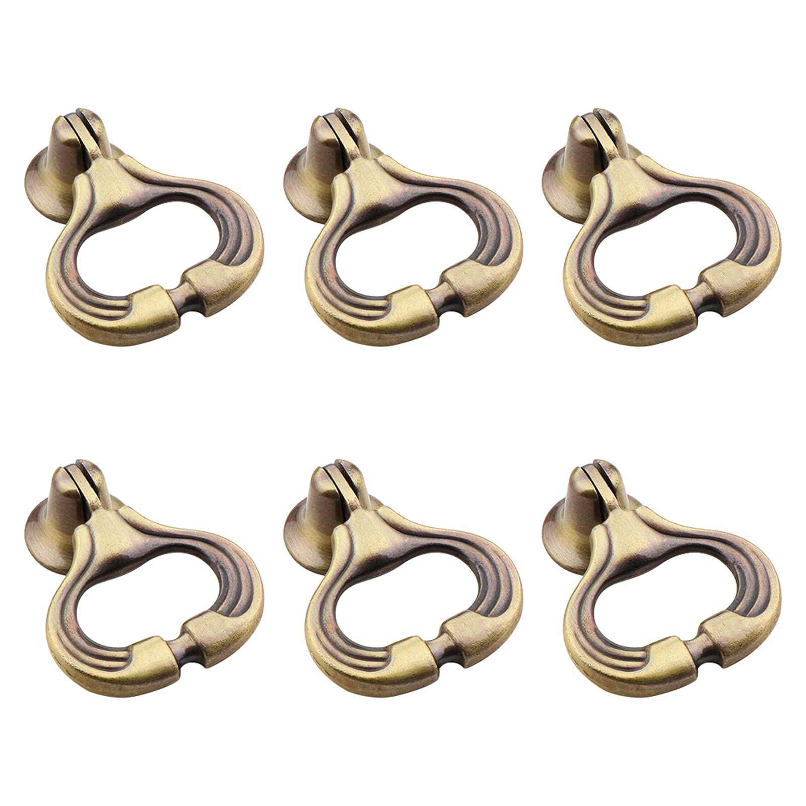Morobor Green Bronze Antique Cabinet Pull Handle,6Pcs Antique Pendant Ring Pulls Drop Handles Knobs With Single Mounting Hole For Kitchen Cabinets Wardrobe Drawer.(Ancient Cyan)