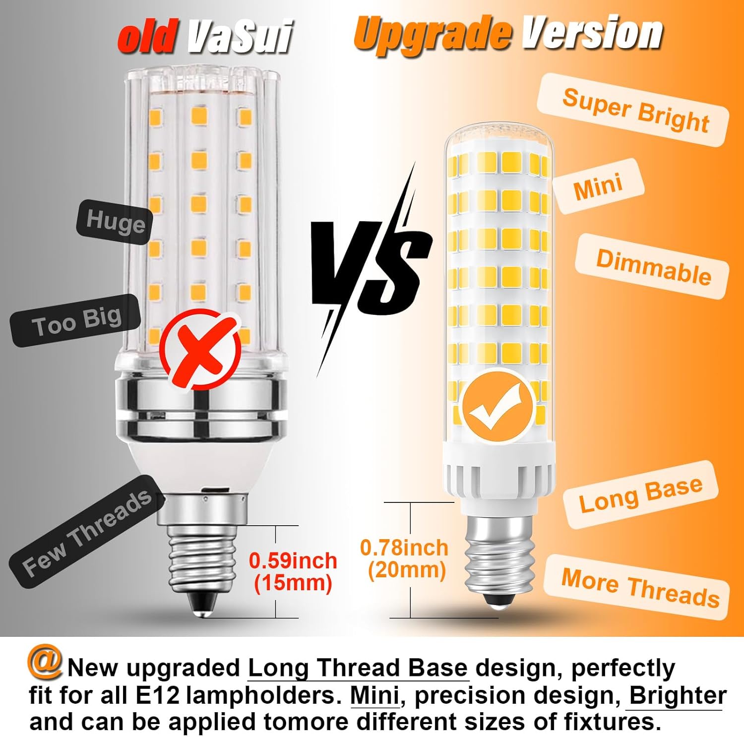 E12 100W Dimmable Replacement LED Candelabra Bulbs C7 4000K Natural White 10W 1000 Lumen T6 LED Chandelier Light Bulbs for Ceiling Fan Pendant Lighting Salt Lamp, 6 Pack