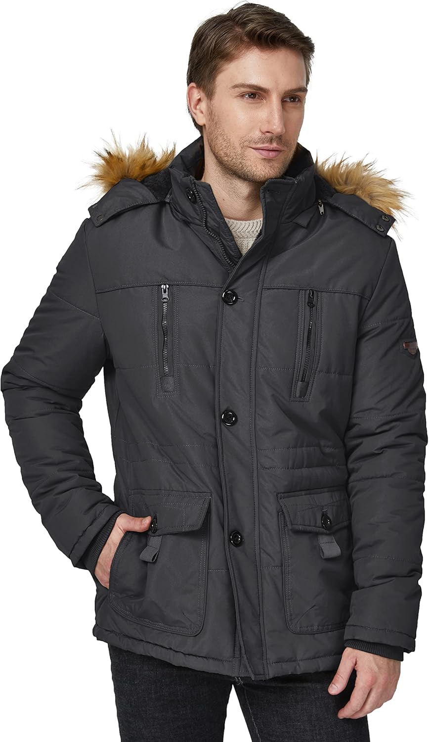 WenVen Men's Hooded Warm Coat Winter Parka Jacket - Image 2