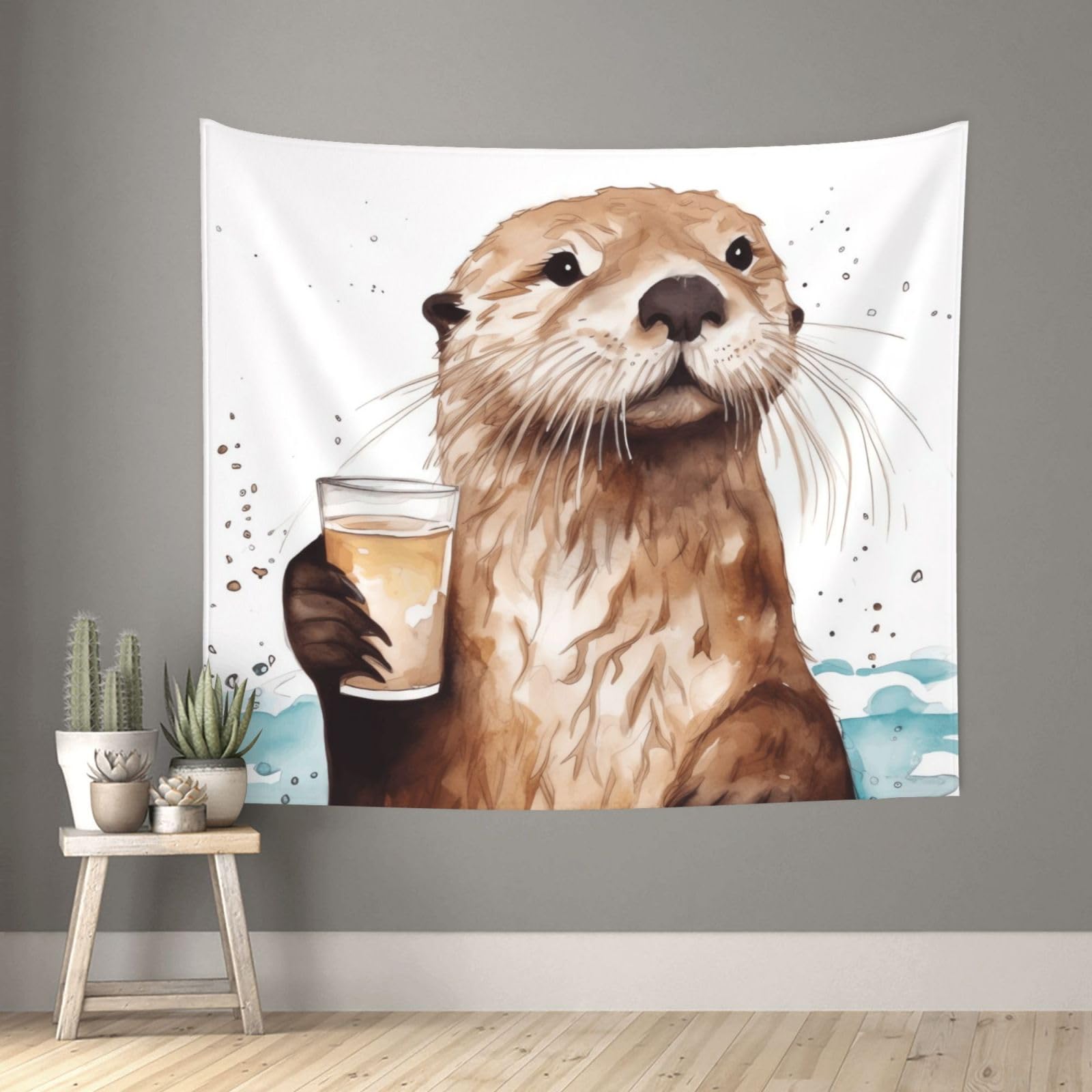 FodPand Sea Otter Tapestry for Bedroom Aesthetic, Wall Hanging Tapestries Art Decor Backdrop Wall Tapestry for Dorm Living Room Funny Poster Party Banner Background 51" X 60"