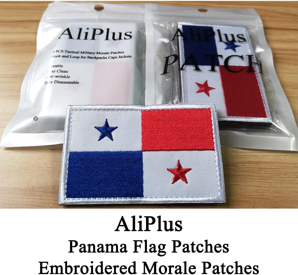 AliPlus 2PCS Panama Flag Patches Embroidered Morale Patch Hook and Loop image 2