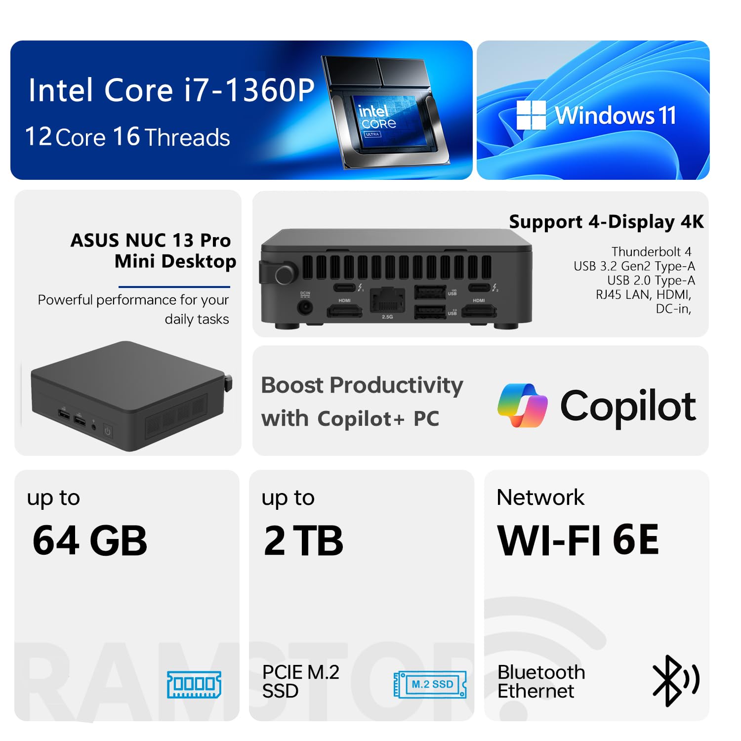 Amazon.com: ASUS NUC 13 Pro Mini Desktop, Intel 12-Core i7-1360P
