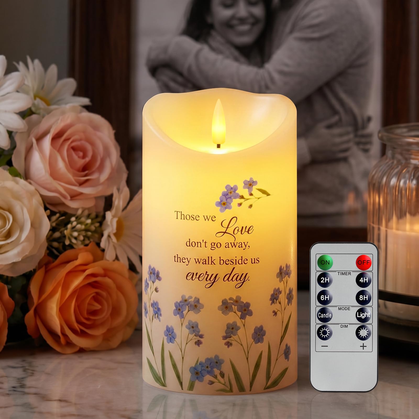 Homemory 4x7 Flameless Memorial Candle Sympathy Gifts for Loss of Loved One