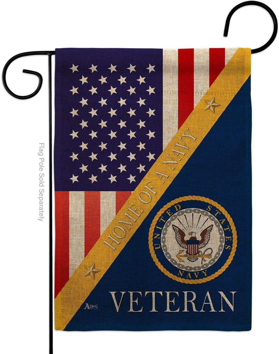 Navy Home of Burlap Garden Flag Armed Forces USN Seabee United State American Military Veteran Retire Official Small Decorative Gift Yard House Banner Double-Sided Made In USA 13 X 18.5