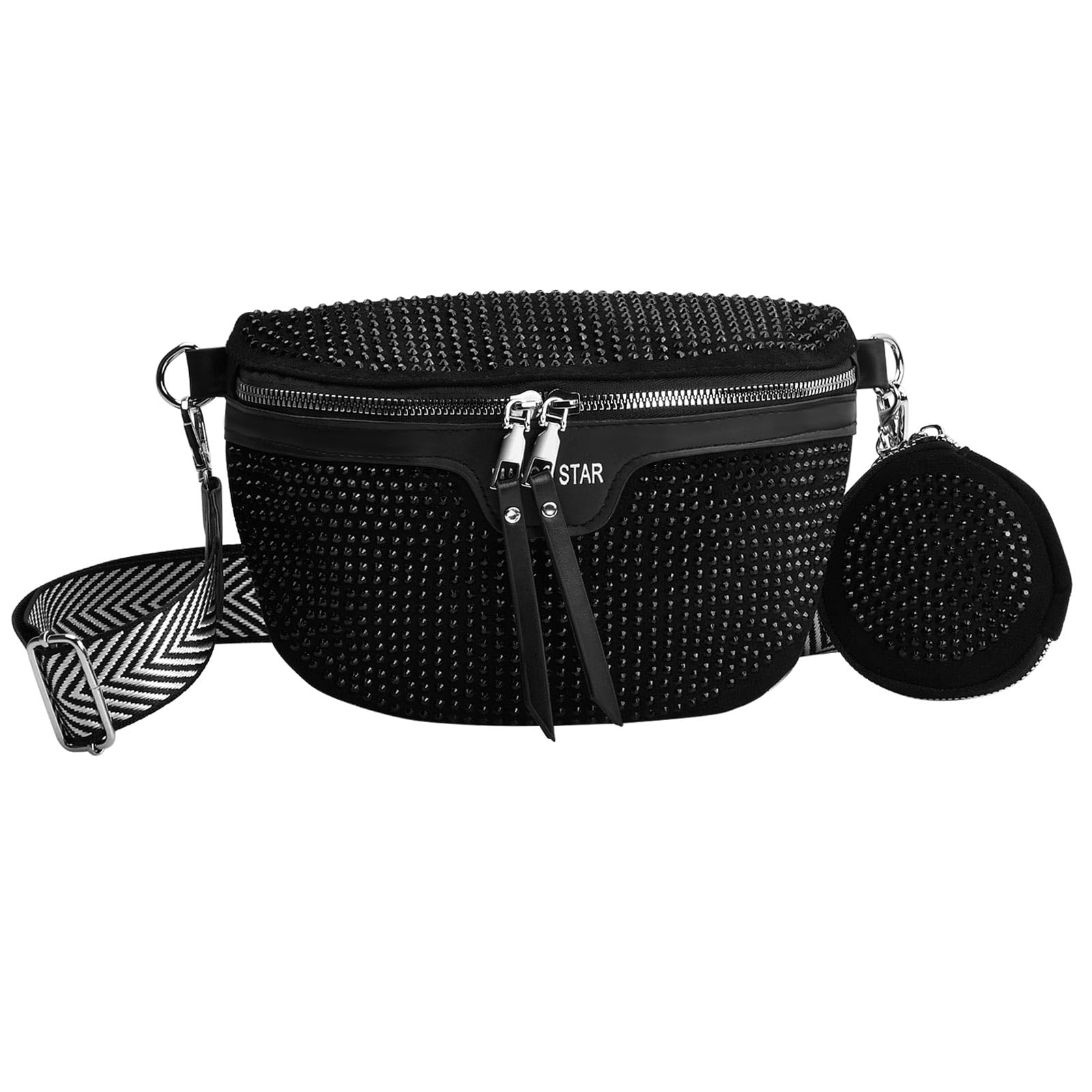 Cozlly Riñoneras Mujer, Bolso Bandolera Mujer Negro, Riñonera Mujer Piel, Bolsa de Cinturón Moda, Bolso Bandolera Bolso de la Cintura, Bolso Mujer Bandolera para Viaje Trabajo Fiesta