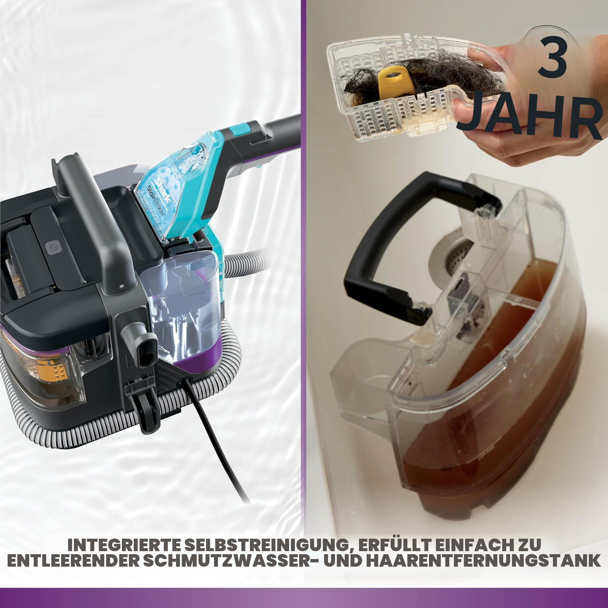 Shark StainStriker HairPro Haustierfleckenreiniger, 450 W starke Saugkraft, Anti-Verstopfungs-Haarentferner, entfernt hartnäckige Flecken und Gerüche, leicht und