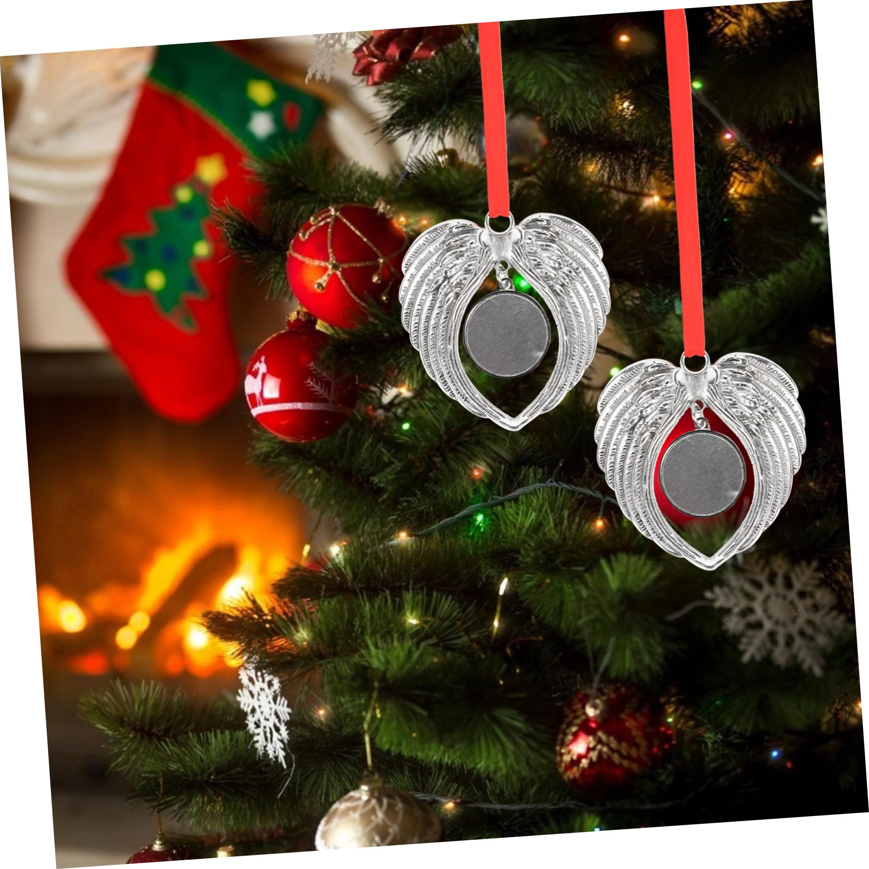 Cabilock 12 Piezas Colgante de alas de ángel Colgantes navideños Christmas Tree Decorations Adornos de Navidad en Ornamento del árbol de Navidad Colgante de sublimación de Bricolaje