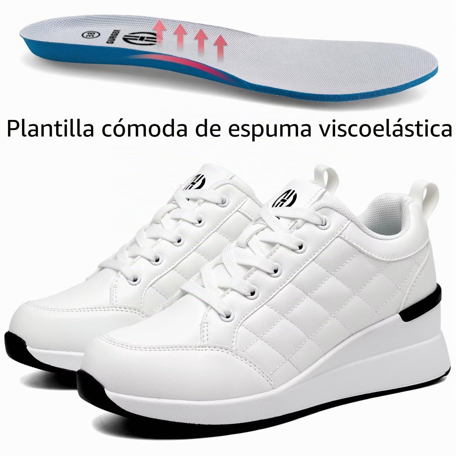 Zapatillas de Cuña para Mujer, Tacón de Cuña de 6 CM, Ligeras y Transpirable