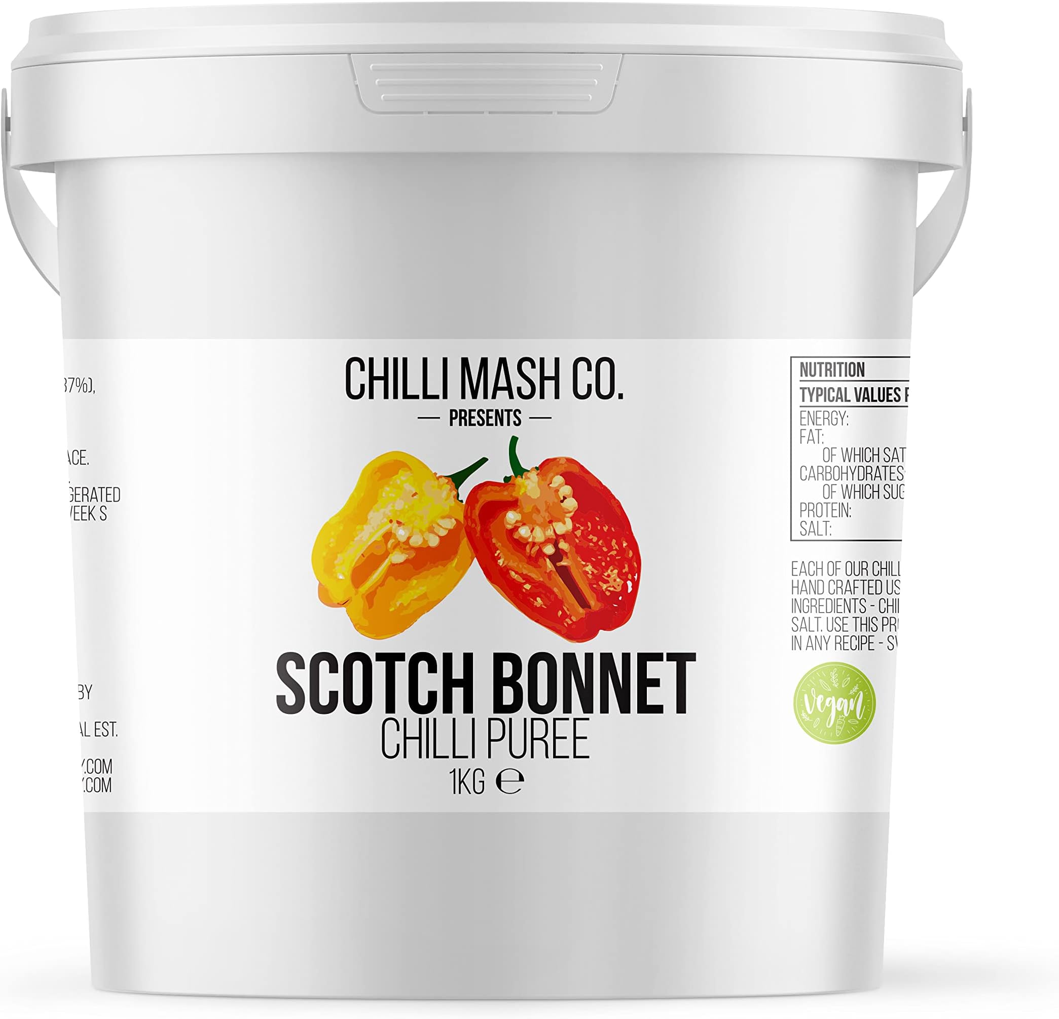Scotch Bonnet Chilli Mash 1kg - Chilli Mash Co - Vegan, Very Hot and Spicy Puree for Cooking Made with Scotch Bonnet Chillies