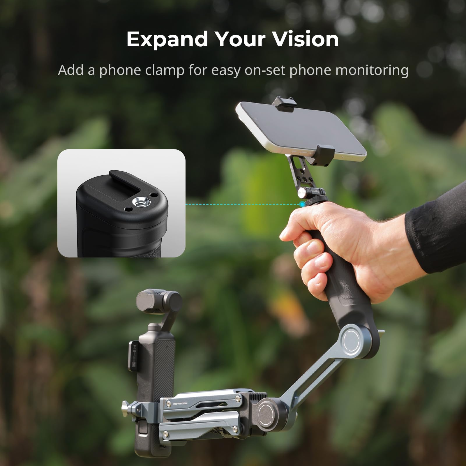 SMALLRIG Braccio ammortizzatore portatile con sistema di smorzamento a molla e idraulico, accessorio per action camera per DJI Osmo Pocket 3/4, per GoPro HERO13 per Insta360 X5/4/3-5508