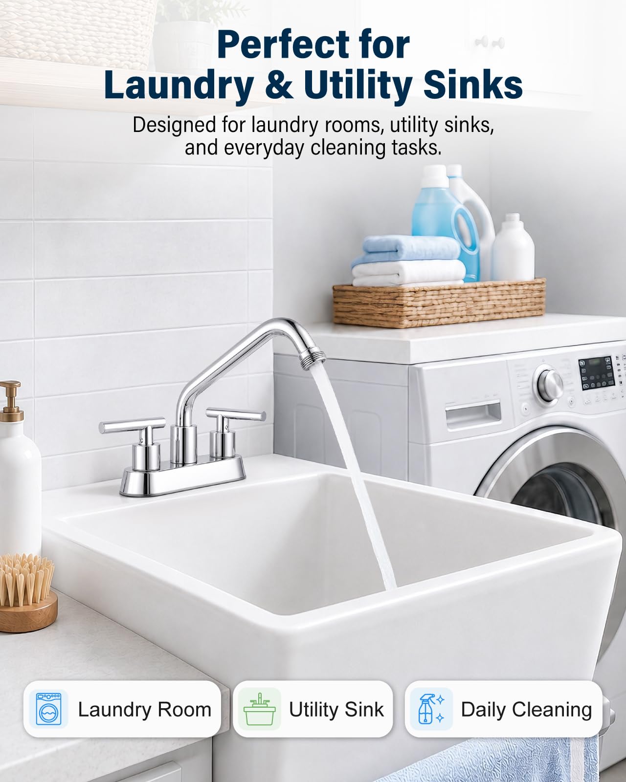 Aolemi Laundry Sink Faucet - Chrome Finish -2
