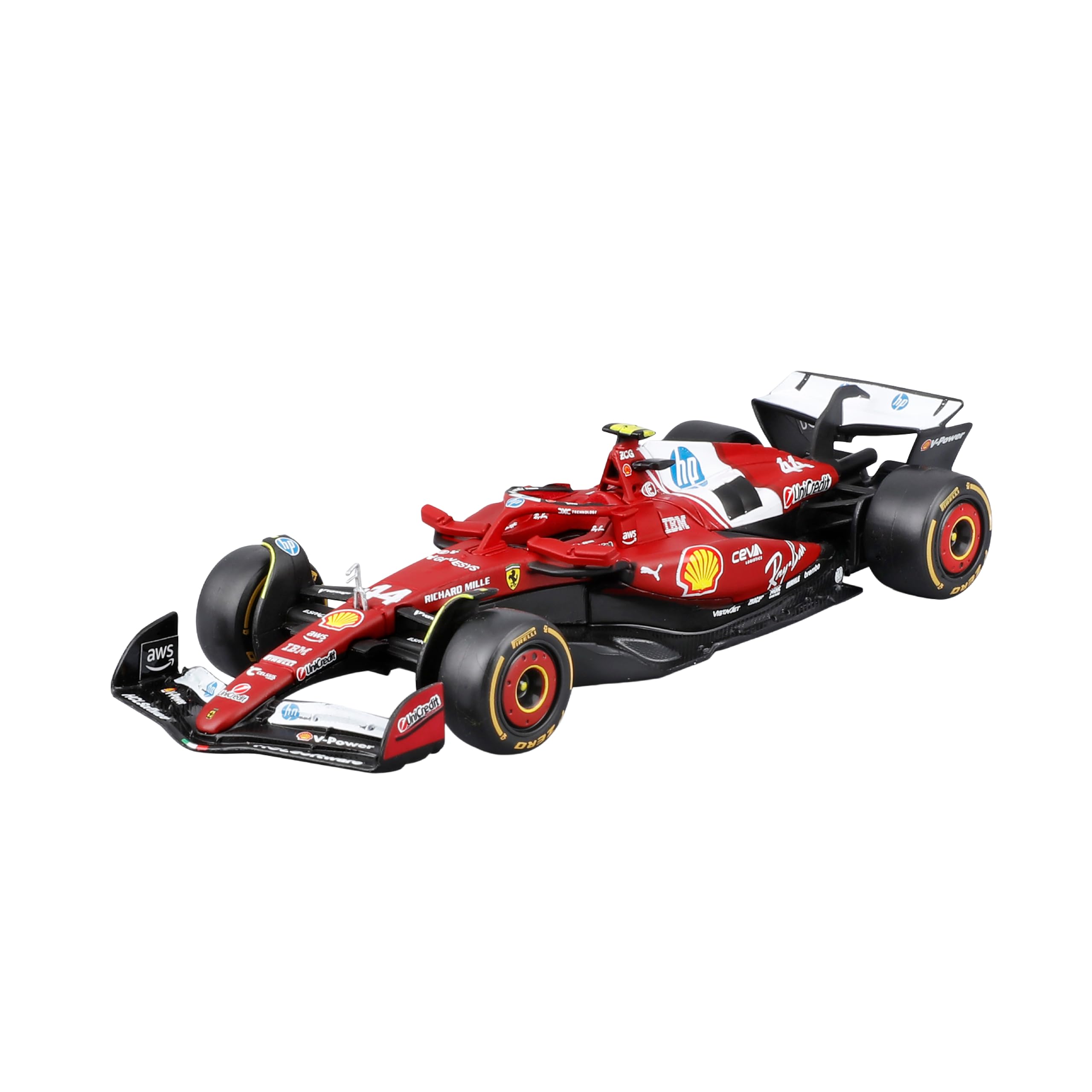 Bburago Ferrari SF-25 F1 2025#44 Hamilton, miniature détaillée du véhicule de Formule 1, licence officielle, âge recommandé 3 ans et plus
