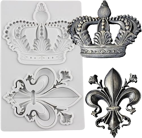 Miniatura 8 de MINFEIDMS Molde de corona de fondant, molde de silicona para decoración de tartas, decoración de cupcakes, pasta de goma de chocolate, arcilla