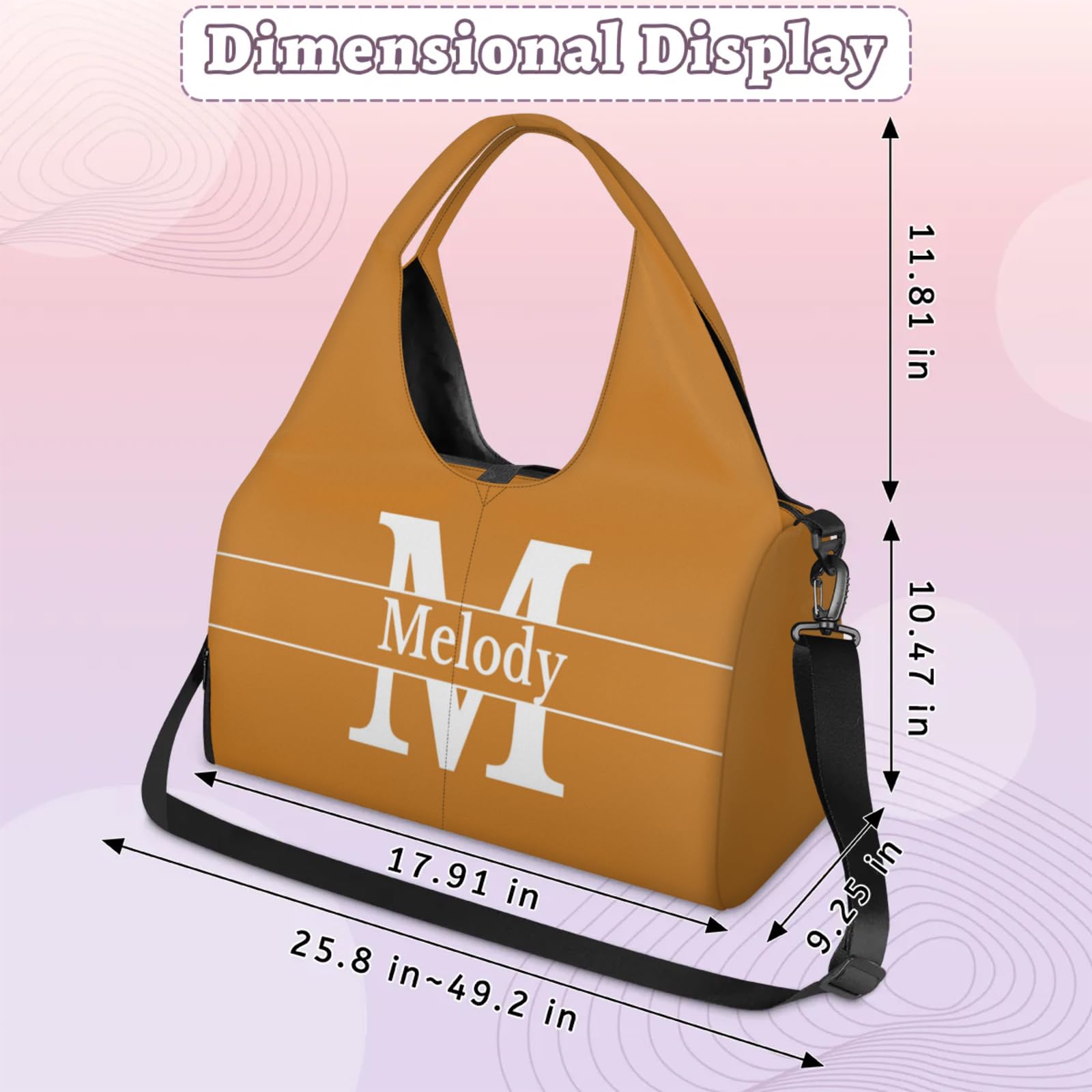 KFNHN Custom Name Gym Bag for Women with Shoe Compartment, Personalized Yoga Mat Bag Weekender Bag with Shoulder Strap, Peru Background Initial Letter