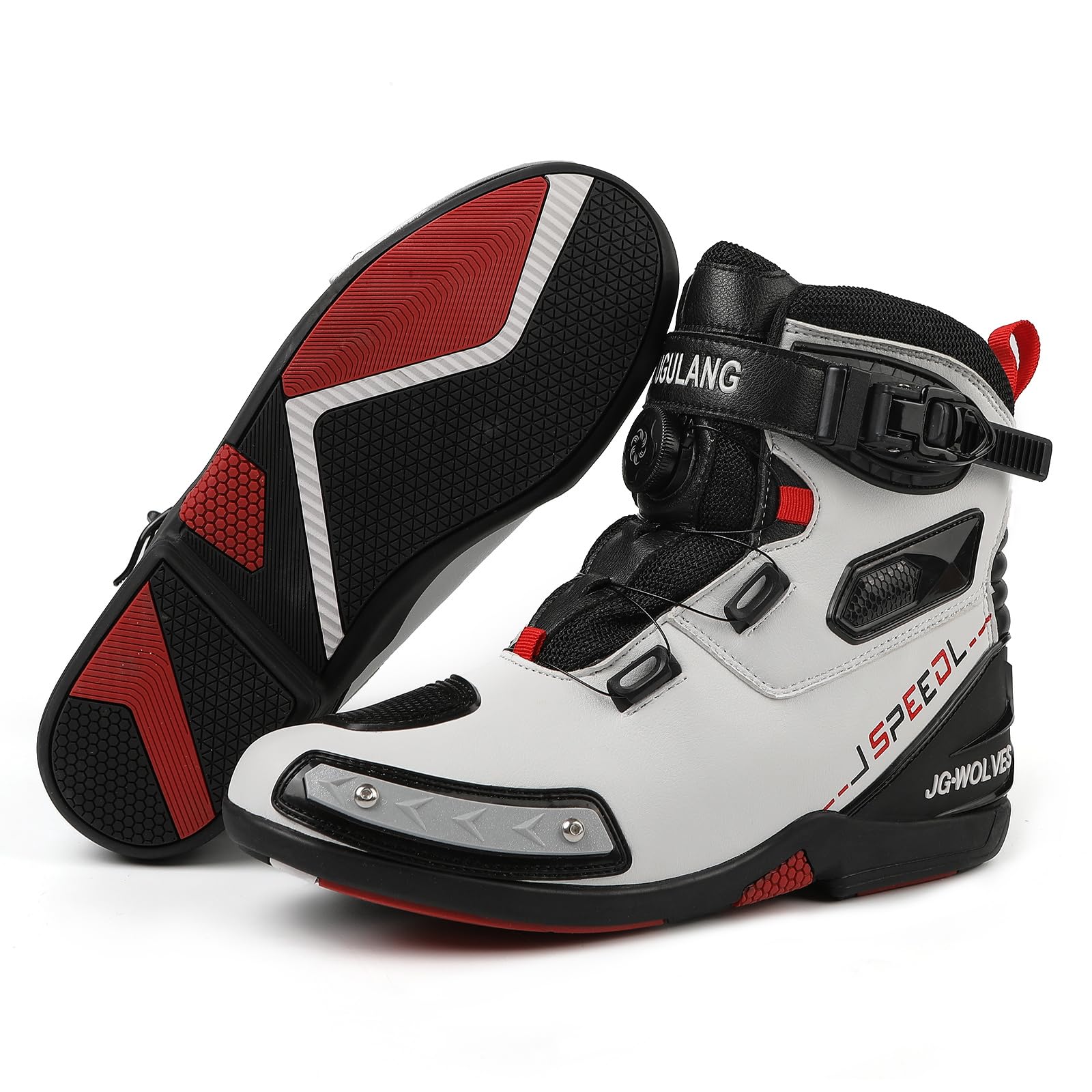 Scarpe da Moto per Uomo e Donna con Protezioni - Stivali Motociclisti Chiusura Rapida, Supporto per la Caviglia, Suola Antiscivolo