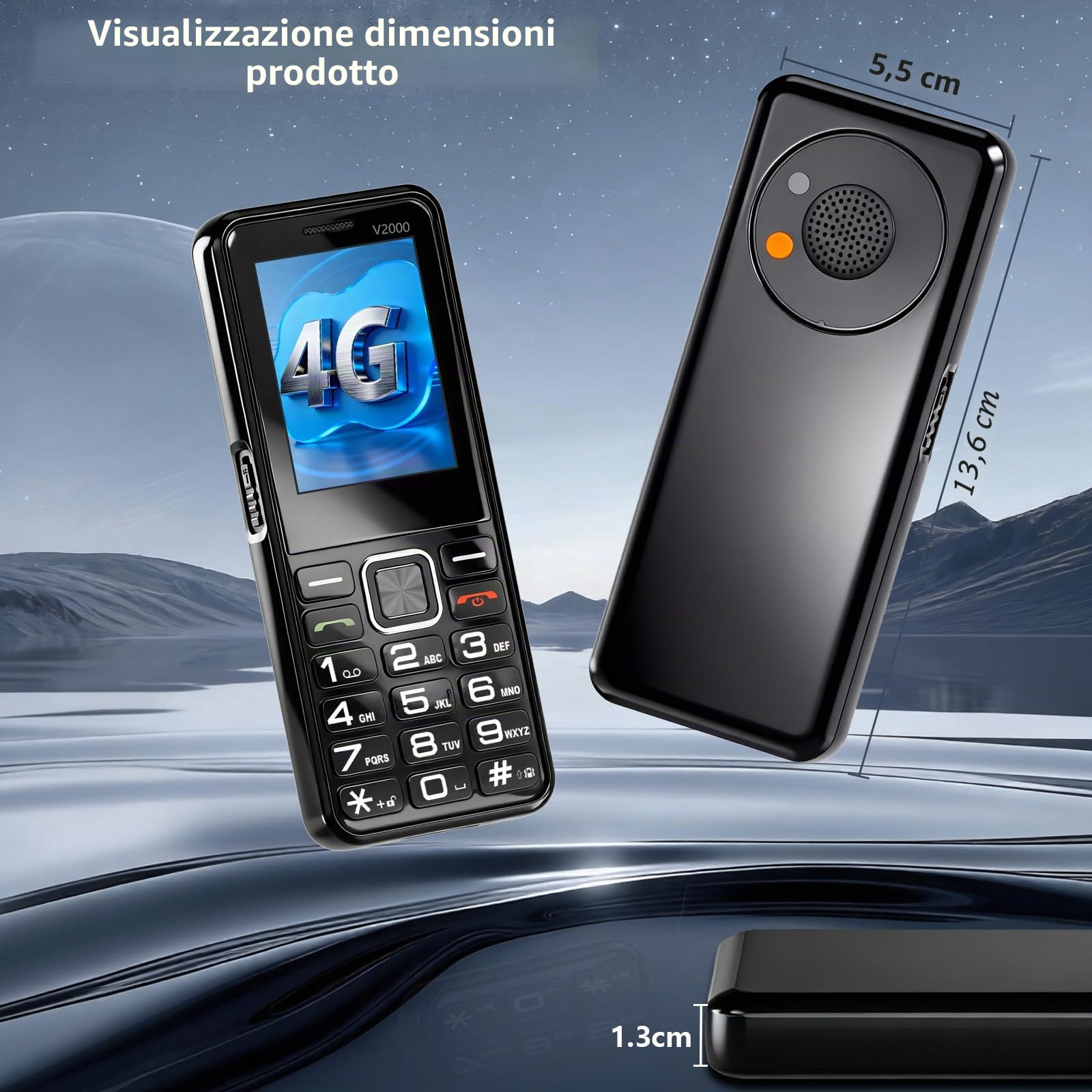 4G Telefono Cellulare per Anziani con Tasti Grandi e Base di Ricarica | Supporto SIM Doppio, Volume Elevato, Pulsante SOS, Display da 2,4”, 288 Ore di Standby, Chiamata Rapida, Fotocamera, USB-C
