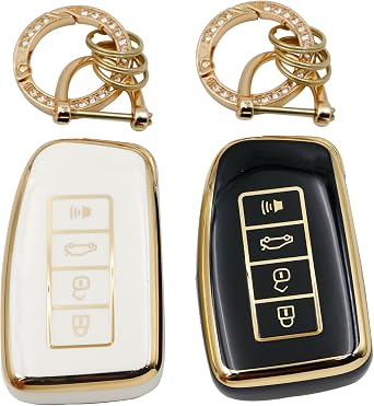 2 pcs for Lexus Key fob Cover,Keychain,Soft TPU rotection Key Shell Case,Compatible with RX ES GS LS NX RS GX LX RC LC Smart Key-Blue-Black Le-black white