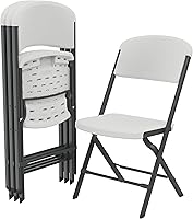 Lifetime Classic Heavy Duty Folding Chairs 4-Pack - Contoured Comfort, All-Weather Durable Plastic/Metal Frame, White