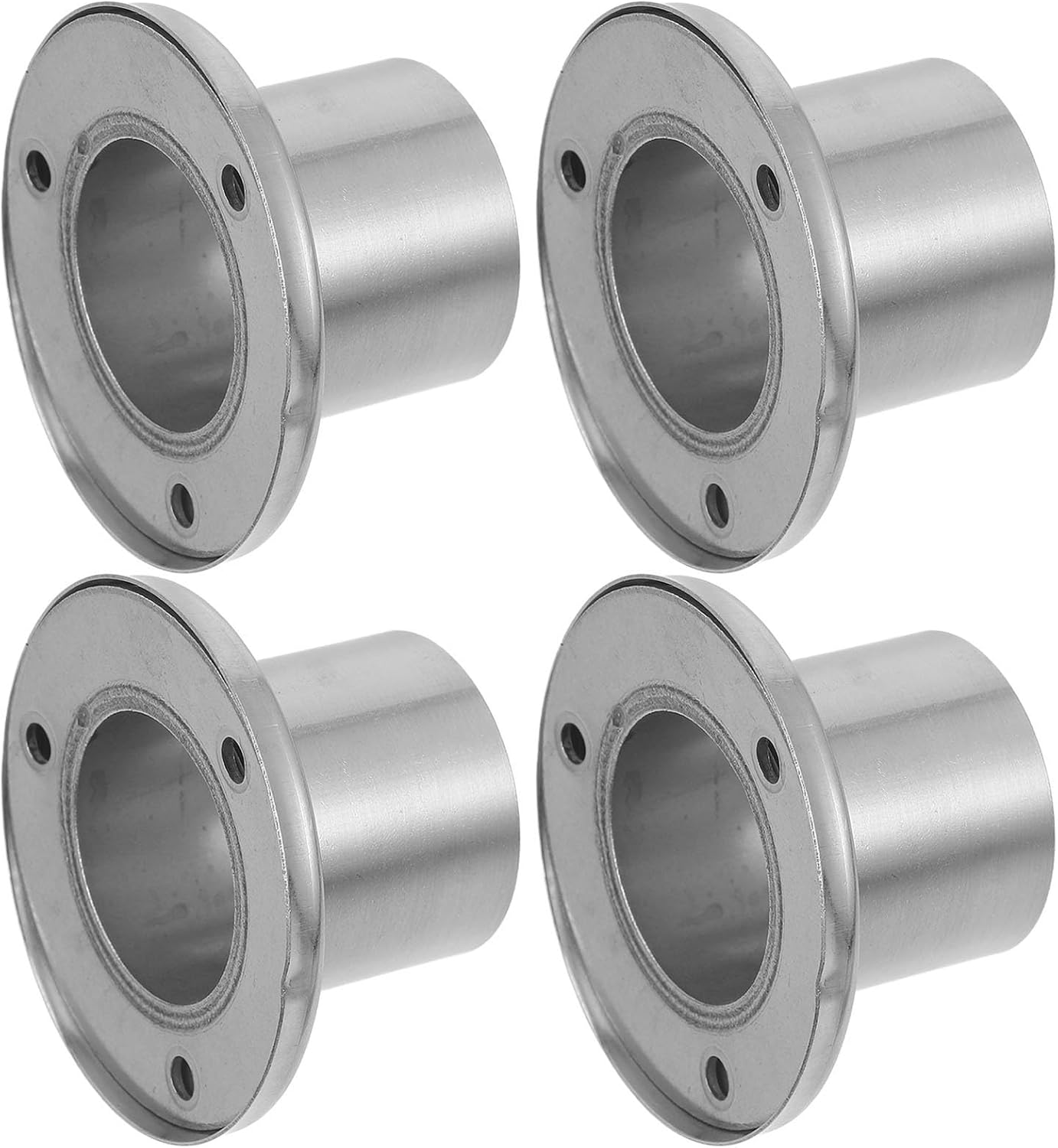 4pcs Stainless Steel Shower Curtain Pole Holder and Closet Rod Brackets Set, Heavy Duty Round Wardrobe Pole Socket with Easy Installation for Home Closet