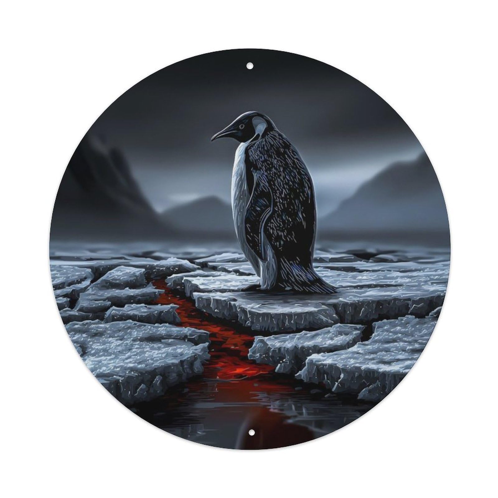 Marine Animals Emperor Penguin Climate Change Warning Dark Aesthetic Vintage Metal Tin Sign Plaque Wall Decor for Cafe, Club Bar, Office, Garden Metal Poster 8x8Inch