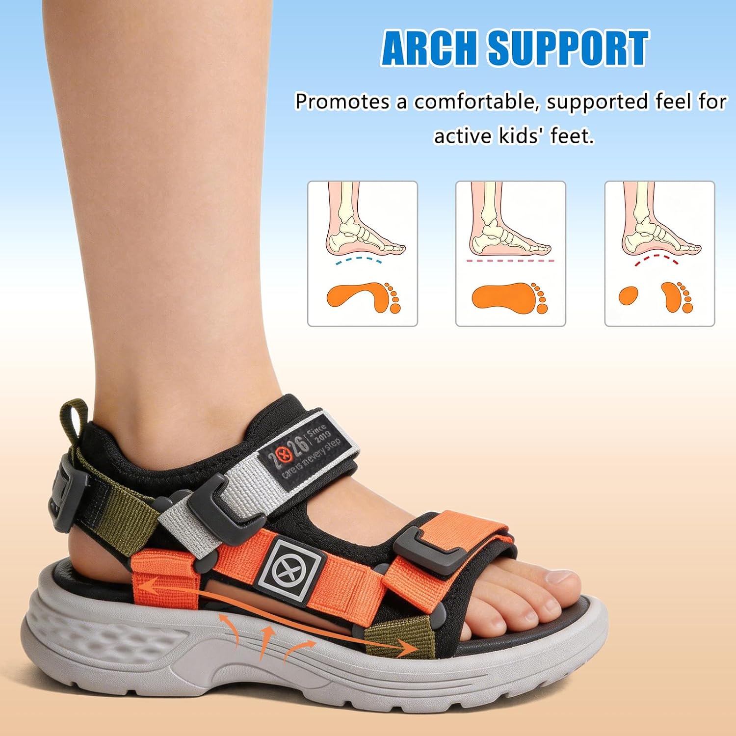 Boys Girls Sandals Kids Hiking Beach Sandals Open-Toe Athletic Shoes