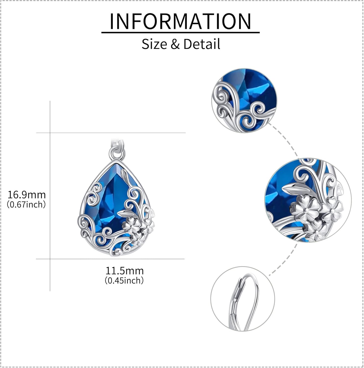 Filigree Birthstone Earrings 925 Sterling Silver Birthstone Dangle Earrings Crystal Jewelry Birthday Gifts For Her