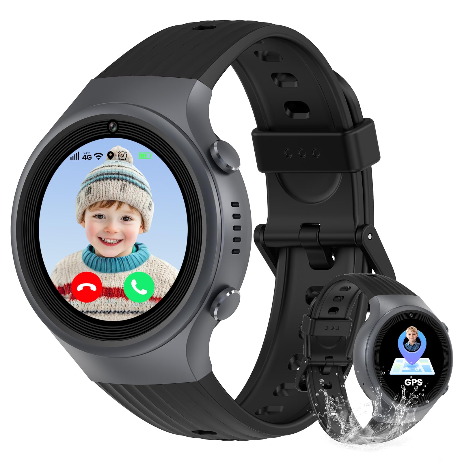 4G Reloj Inteligente para niños, Smartwatch for Kids con GPS y teléfono, SOS, videollamada, Chat de Voz, WiFi, Cámara, Podómetro, Reloj Llamadas Niños Niña Infantil de 4 a 12 Años (Negro)
