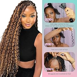 Human Braiding Hair for Boho Braids Human Hair 2 Bundles/Pack 110g 20 Inch Deep Wave Bulk Human Hair for Braiding 4/27 Highlight Ombre Curly Knotless 12A Brazilian Ombre Braids