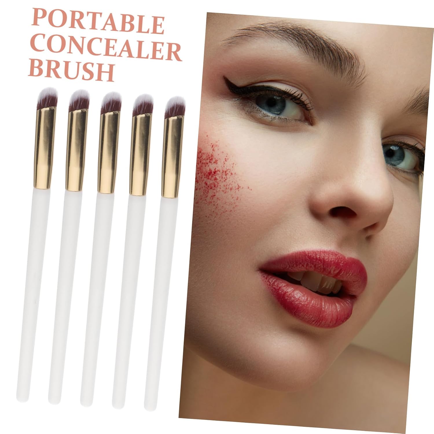 Luxshiny 10pcs Angled Concealer Brushes Small Makeup Brush Set under Eye Contour Blending for Women Daily Face Makeup