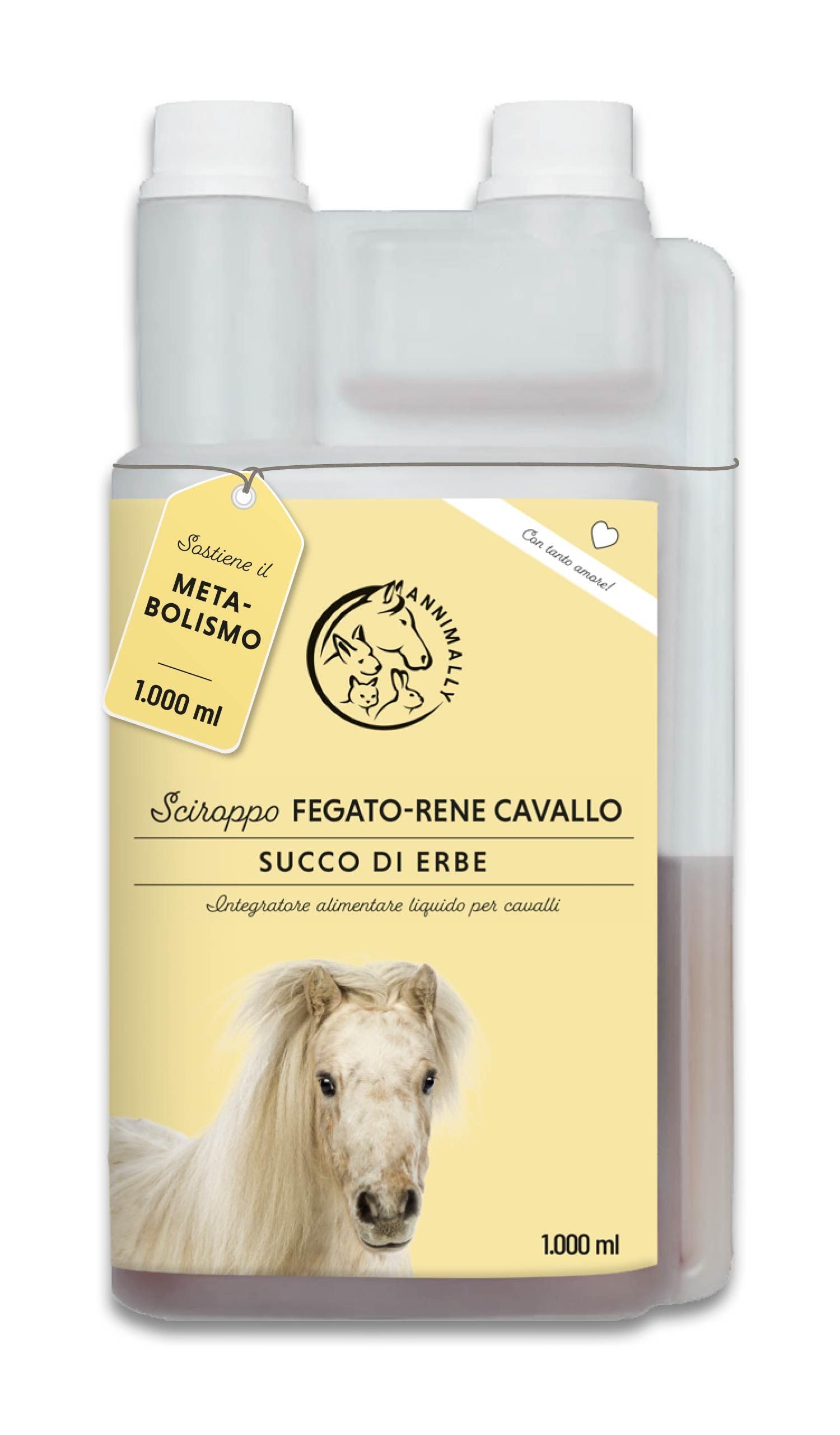 Liquido Fegato e Reni per Cavalli - Succo di erbe da 1000ml con Cardo Mariano e Carciofo per il fegato - Succo per i reni per un metabolismo sano nel cavallo