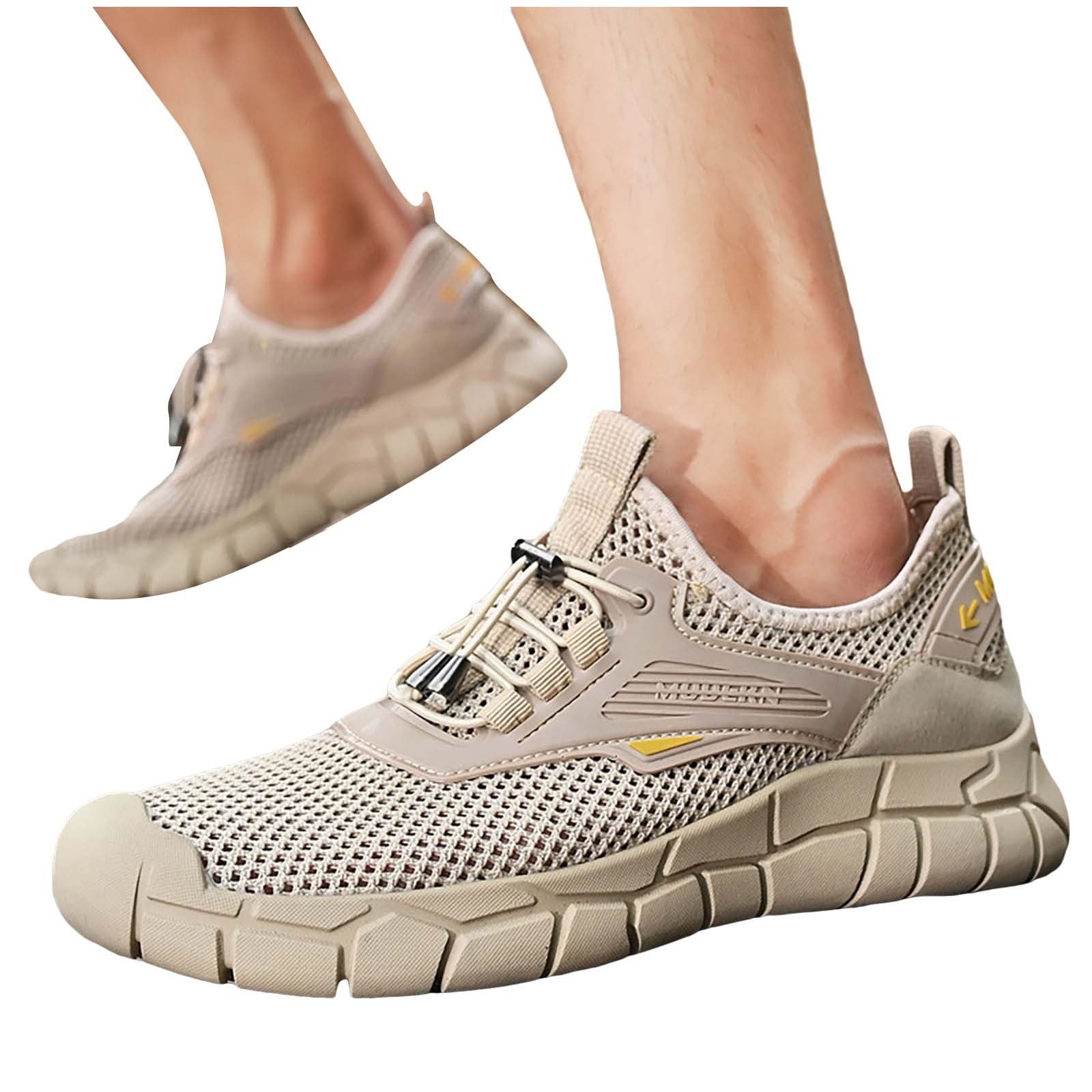 Generisch Turnschuhe mit Schnellverschluss Herren, Sportschuhe Herren Mesh, Sneaker Atmungsaktiv Joggingschuhe Flache Sohle Sommerschuhe Einfarbig Fitnessschuhe rutschfest Freizeitschuhe Casual