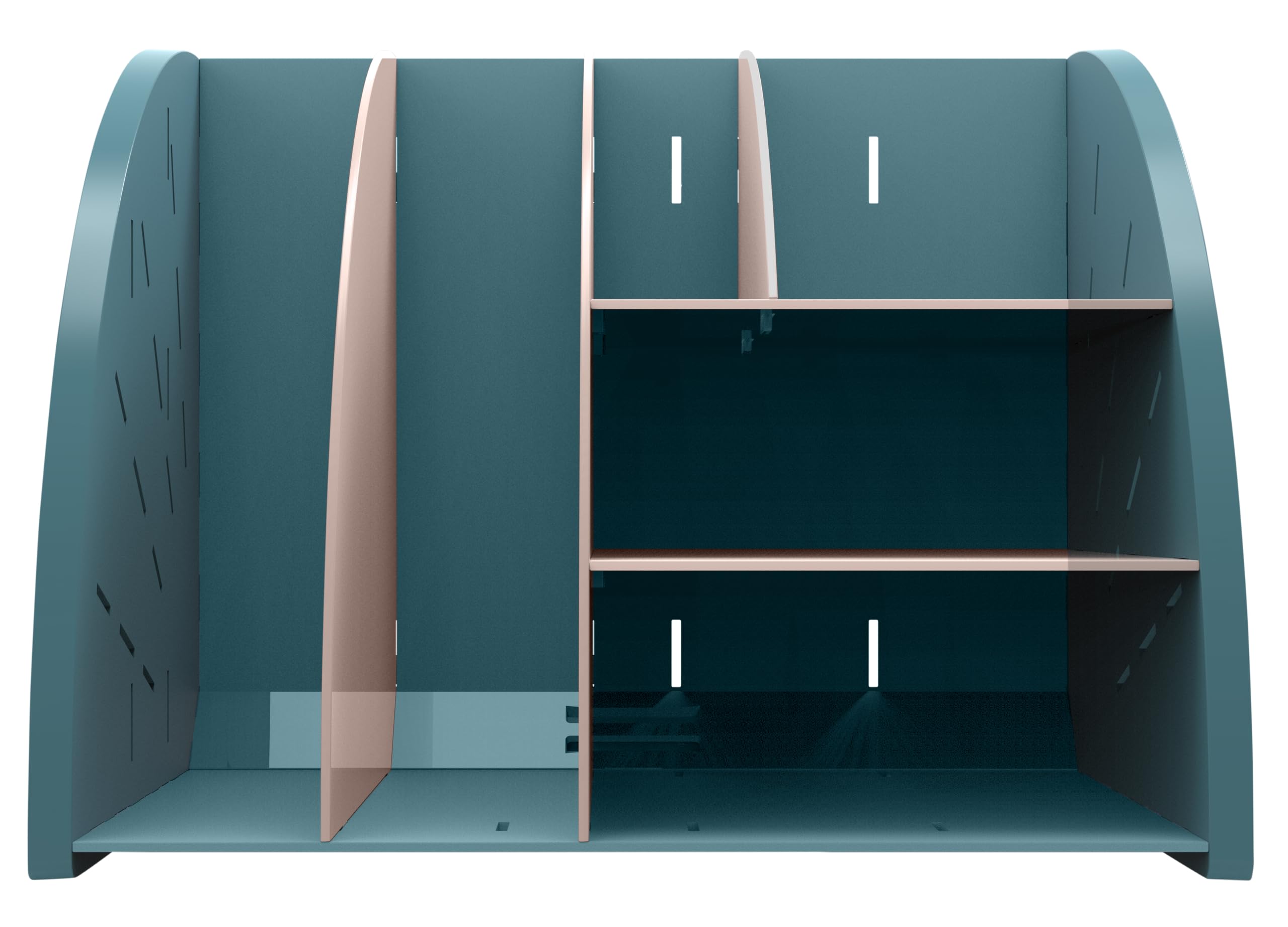 Exacompta - Rif. 394606D - 1 organizer da scrivania, organizer Skandi, accessorio da scrivania multifunzionale 6 scomparti A4, A5, A6 verticale/sdraiato, prof 36 x 29,5 x 6 cm, blu pacifico/nudo