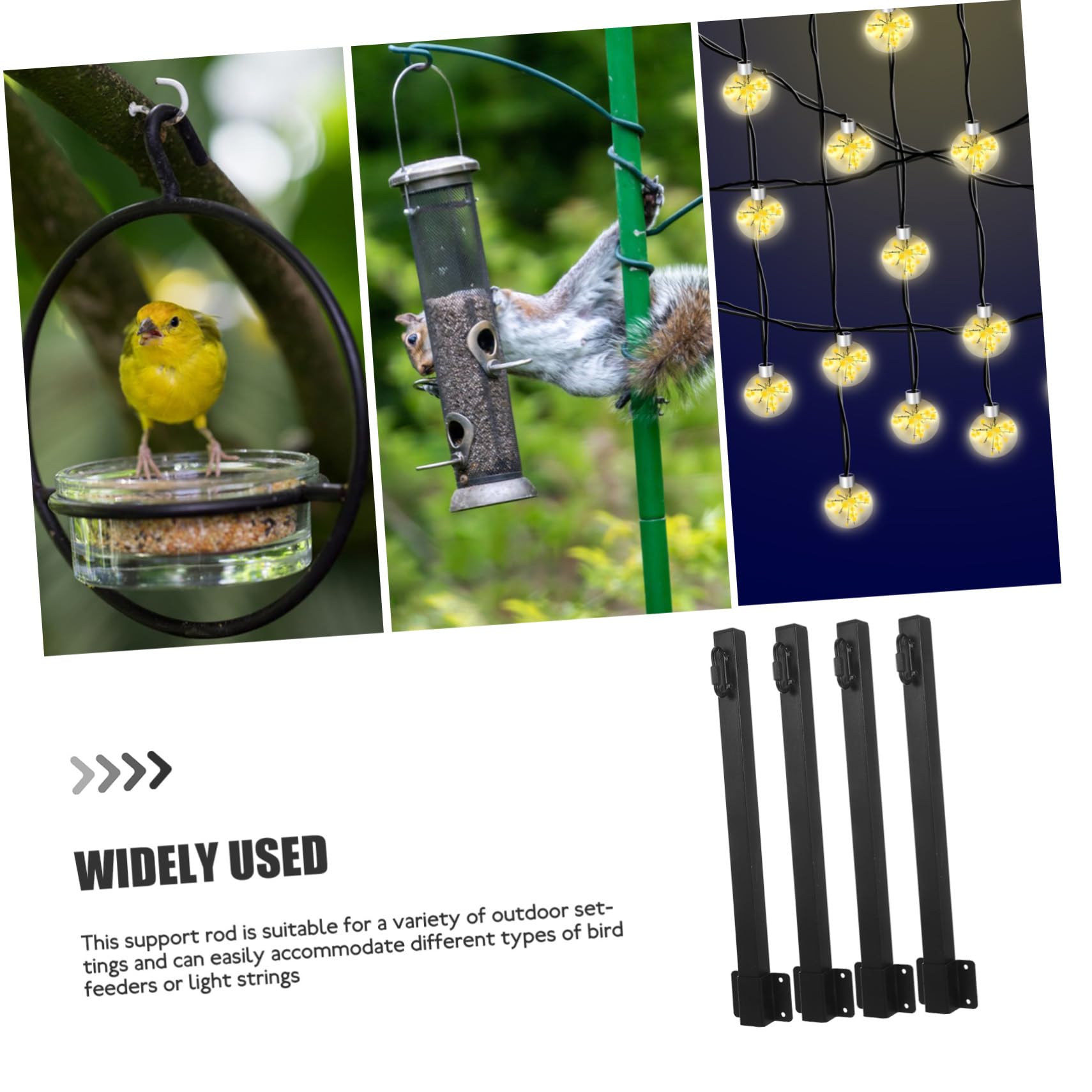 SHINEOFI 4 Pièces Poteaux Métalliques pour Lumières Suspendues Mangeoires à Oiseaux Support Extérieur