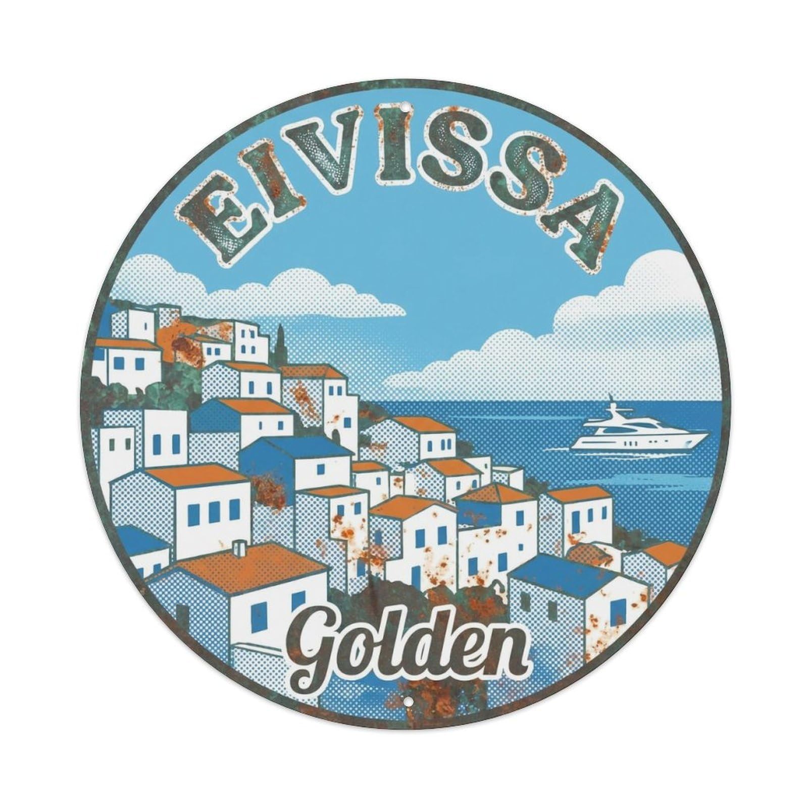 Vintage Travel Ibiza Spain Glowing Metal Tin Sign