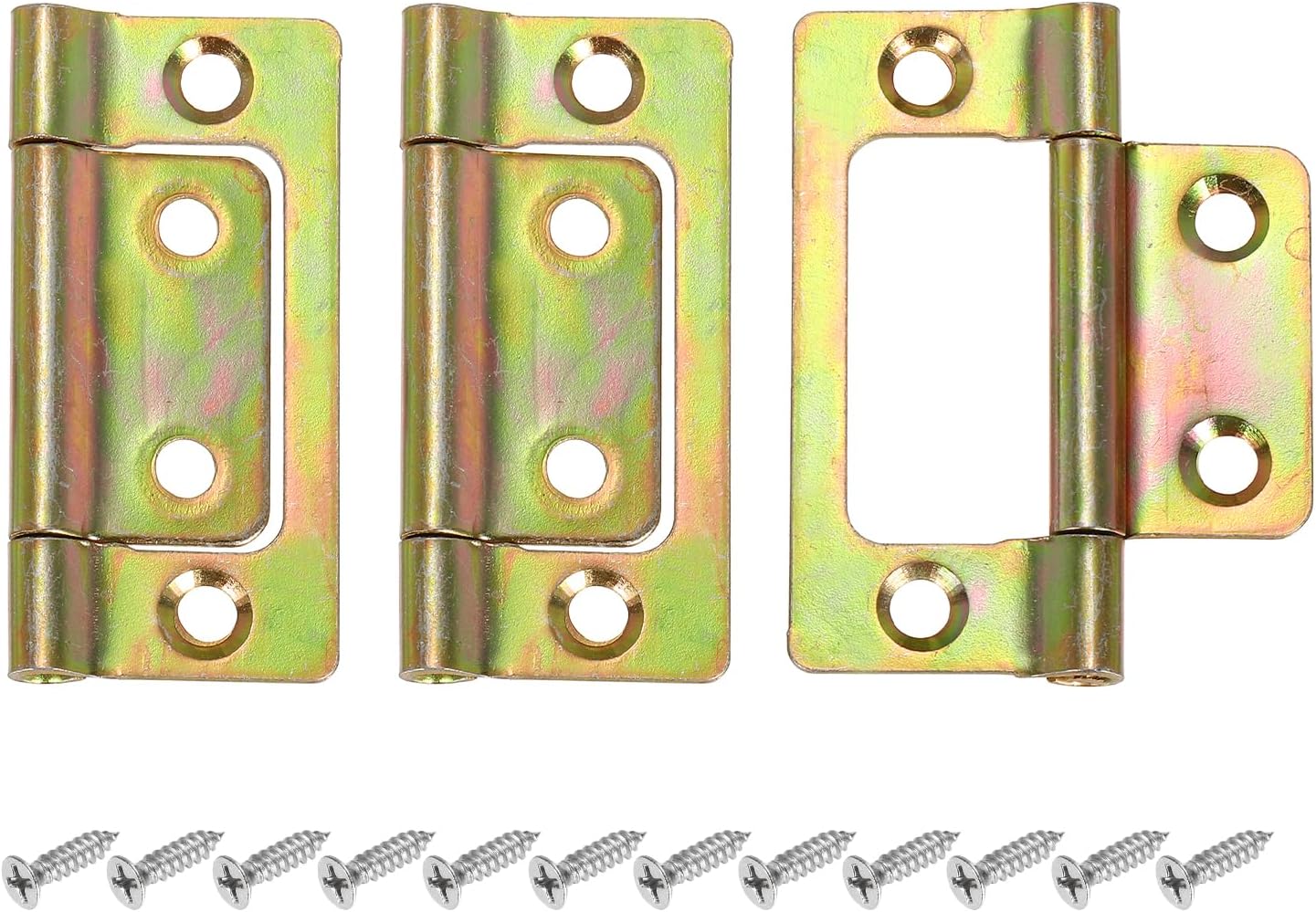 uxcell 3Pcs Non Mortise Door Hinges, 2" x 1" Iron Bifold Butt Cabinet Hinges Smooth Sliding Bearing Hinge with Mounting Screws for Doors, Windows, Cabinets, Box, Furniture, Black