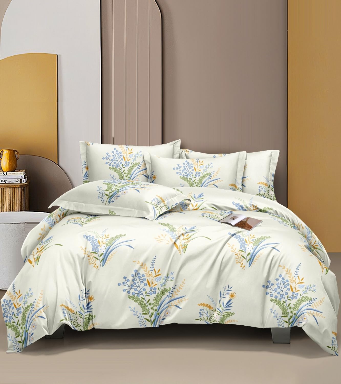 GACHDECOR 300Tc Soft&Breathable Cotton Feel Floral All Around Elastic Fitted Bedsheets King Size,Premium King Size Fitted Bedsheets For Double Bed With 2 Pillow Covers,Size 78" X 72",Cream Pink (B0D73TSY6Q) Amazon Price History, Amazon Price Tracker