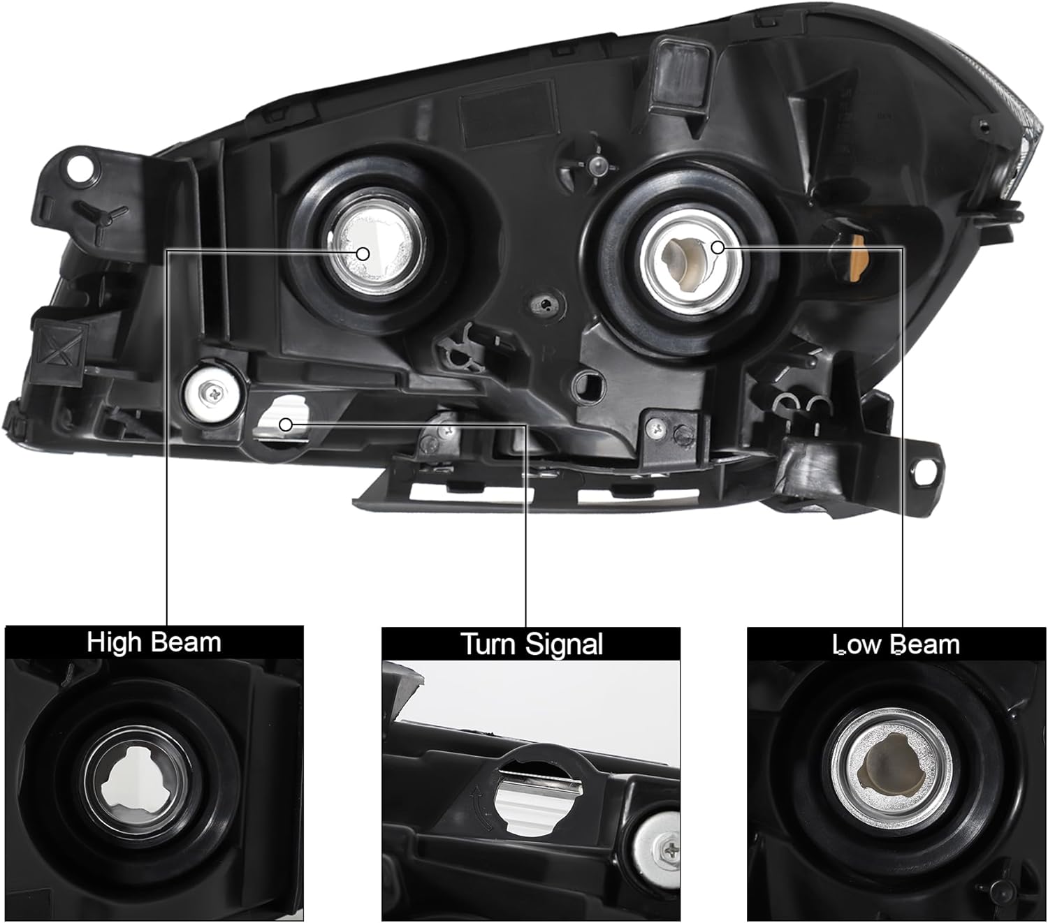 Headlights Assembly Fit For 08-12 Chevy Malibu 2008 2009 2010 2011 2012 Chevy Malibu 08 09 10 11 12 Chevy Malibu Headlamp Replacement Left Side And Right Side (Black Housing Amber Reflector)