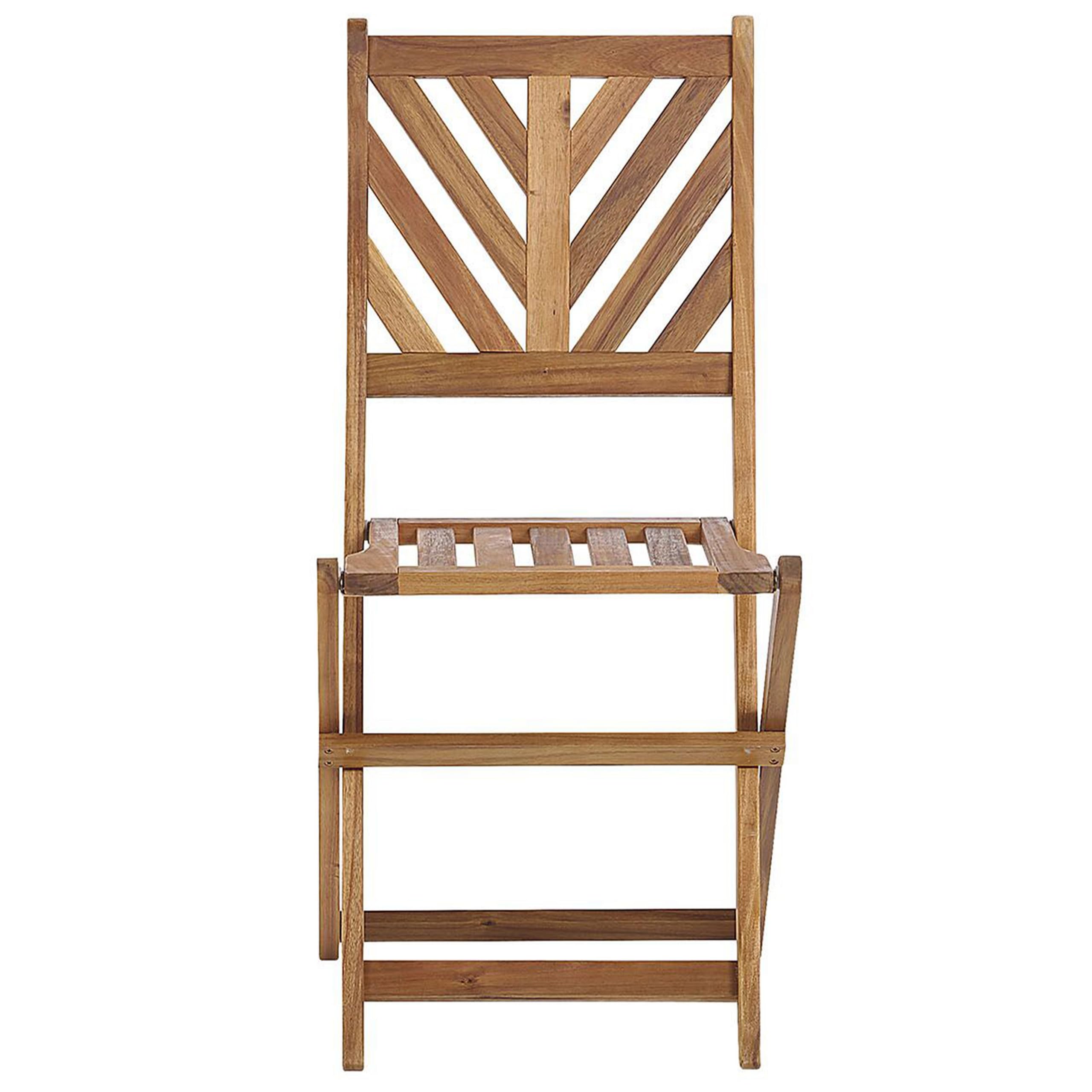 Beliani Set Legno Massiccio di Acacia Chiaro con 2 Sedie e Tavolino Pieghevoli