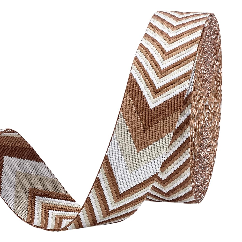 PH PandaHall 9.1m Webbing Straps 3.8cm Arrow Style Ribbon Straps Woven Strap Handbag Webbing for DIY Bags Purse Belt Guitar Strap Gift Wrapping Home Decoration, Brown
