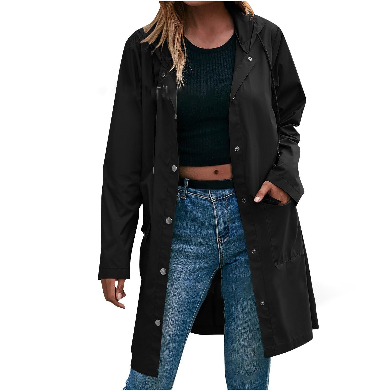 Cortavientos impermeable mujer con capucha y cremallera para senderismo y deporte 6