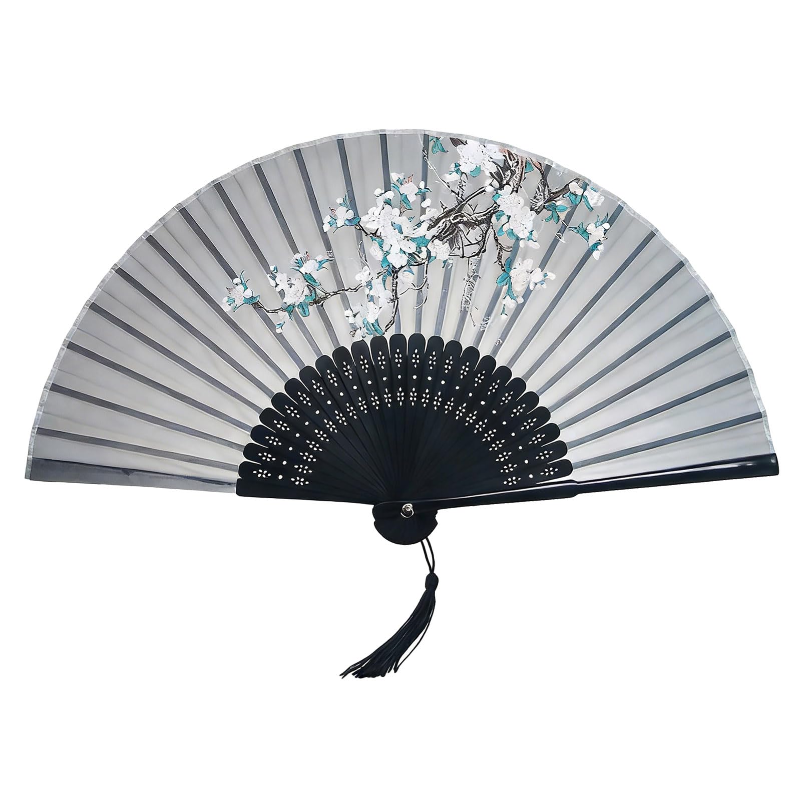 PANGBOER Handheld Fan with Long Tassels Soft Fabric Handheld for Parties Event Dance Props and Daily Use Folding