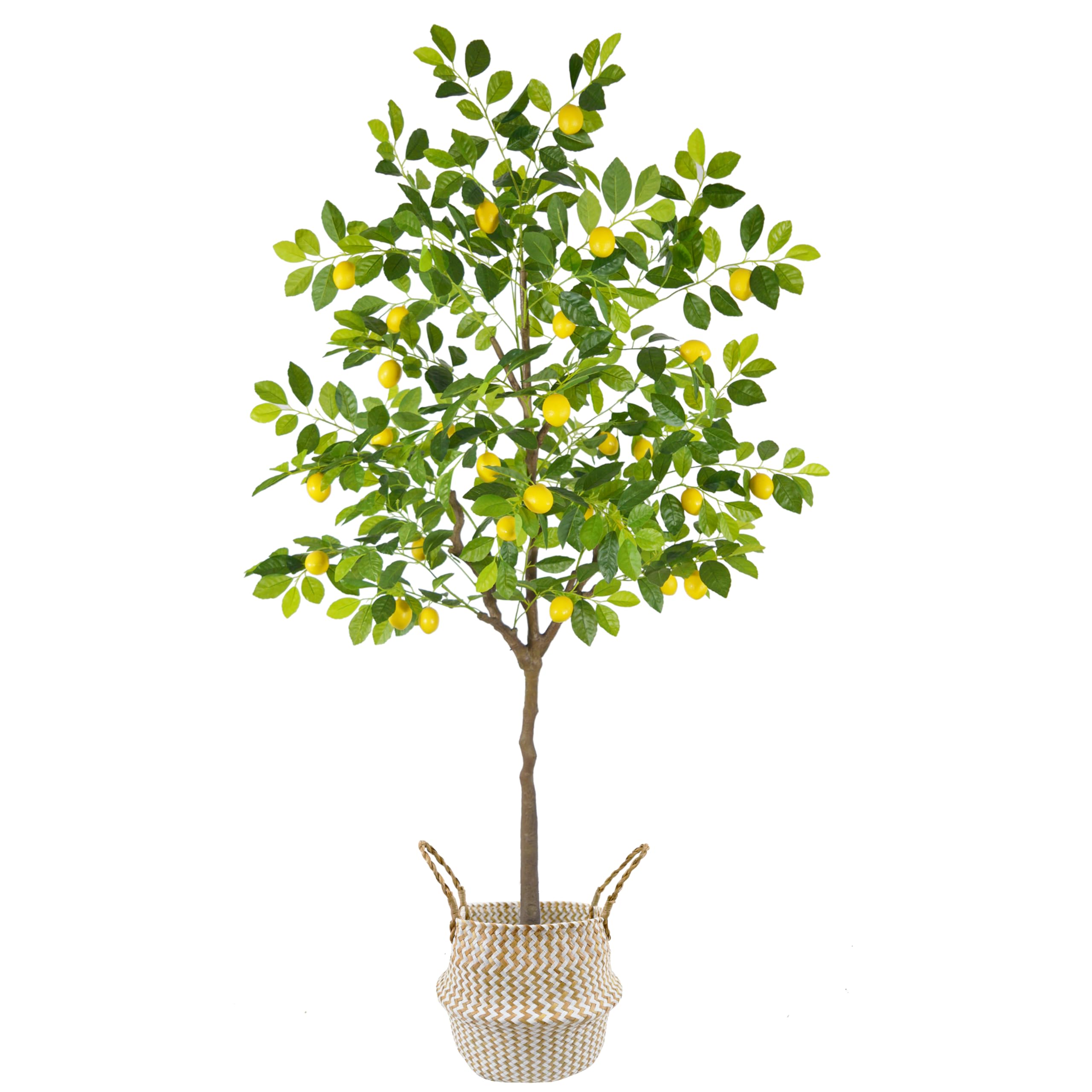 Warmplants Artificial Lemon Tree, 6ft Tall Fake Lemon Silk Plant with