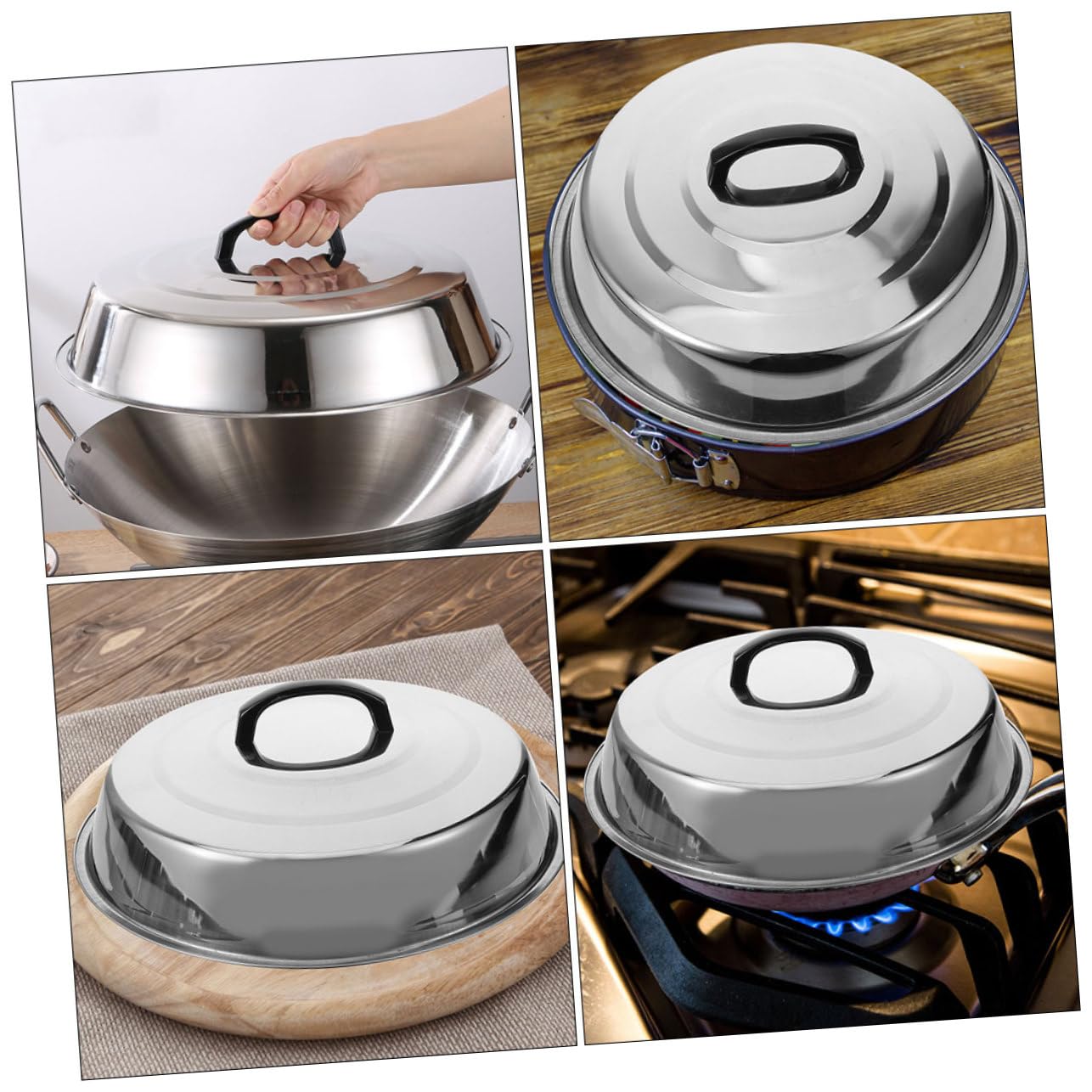 ifundom Coperchio Lotus Grill in Acciaio Inossidabile Argento, Copertura per Alimenti Portatile e Sicura Design Creativo per BBQ e Uso Domestico