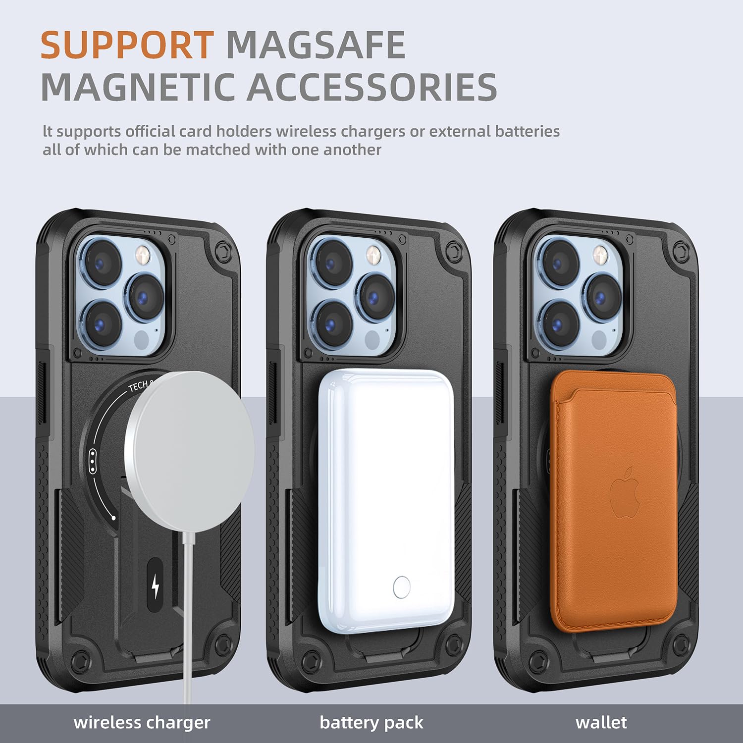 ESR Cover per iPhone 13 Pro, Compatibile con MagSafe, Protezione antiurto di livello militare, Resistente all'ingiallimento, Custodia magnetica, Serie Classic, Nero Trasparente