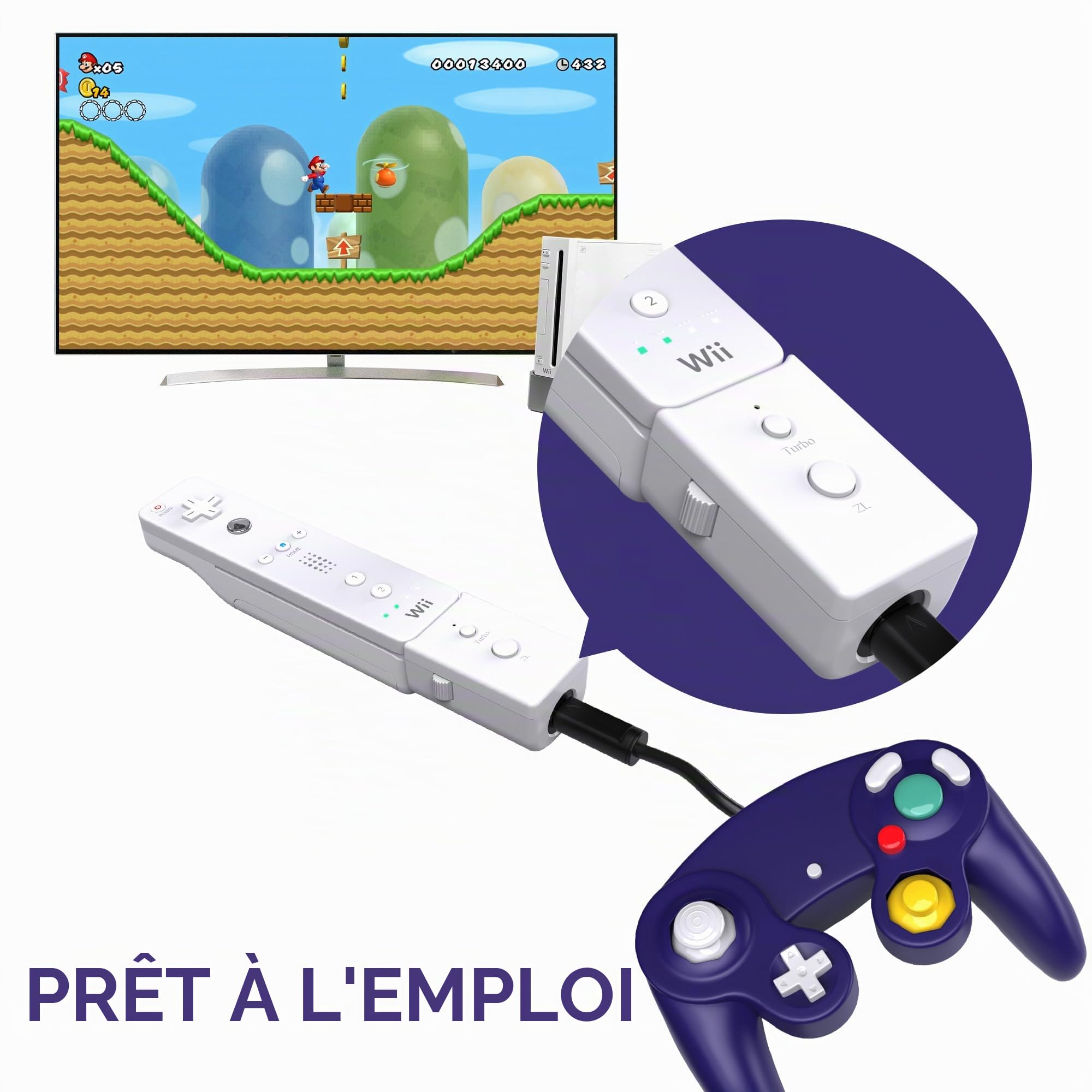 May Flash Adaptateur Compatible pour Manette Gamecube vers Wii et Wii U (Lot de 2)