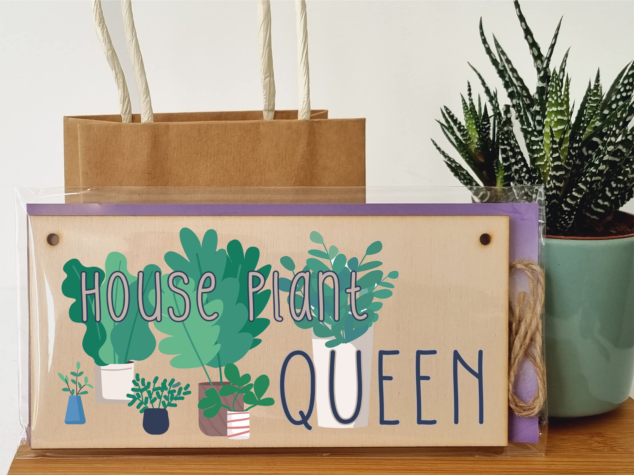 The Plum Penguin Handmade Wooden Hanging Wall Plaque House Plant Queen Funny House Plant Decorative Sign Friendship Mum Sister Gift - Image 3