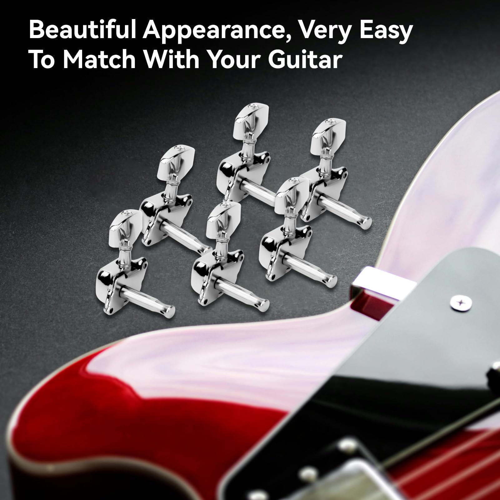 Silver Guitar String Tuners, 3+3 Guitar Tuning Pegs Keys, Guitar Mechanics Button - Image 4